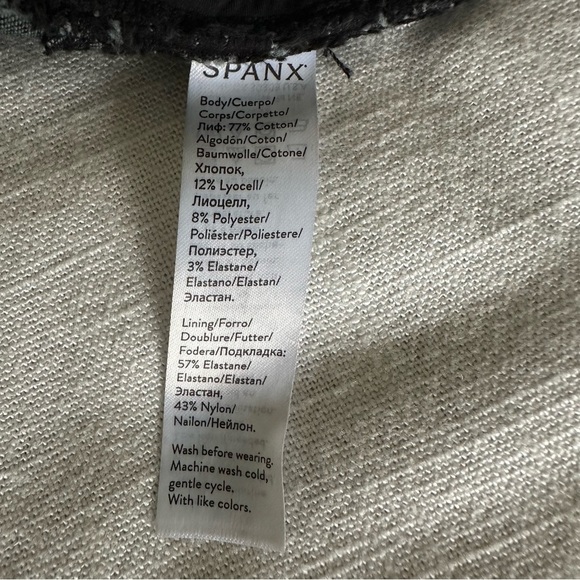 Spanx Jeans Womens Large Black Distressed Skinny High Rise Stretch Denim Pants - Picture 8 of 9